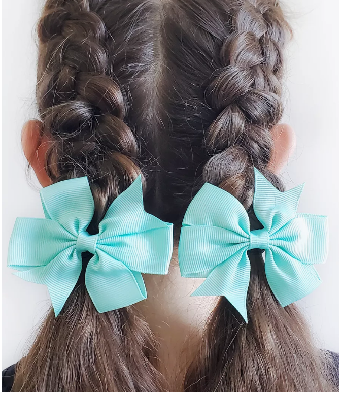 Su Yeşili Kurdele Klipsli Çocuk ve Bebek Tokası 2 'Li Set