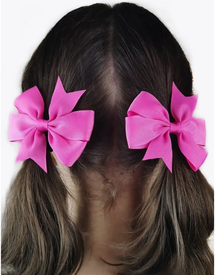 Koyu Pembe Kurdele Klipsli Çocuk ve Bebek Tokası 2 'Li Set