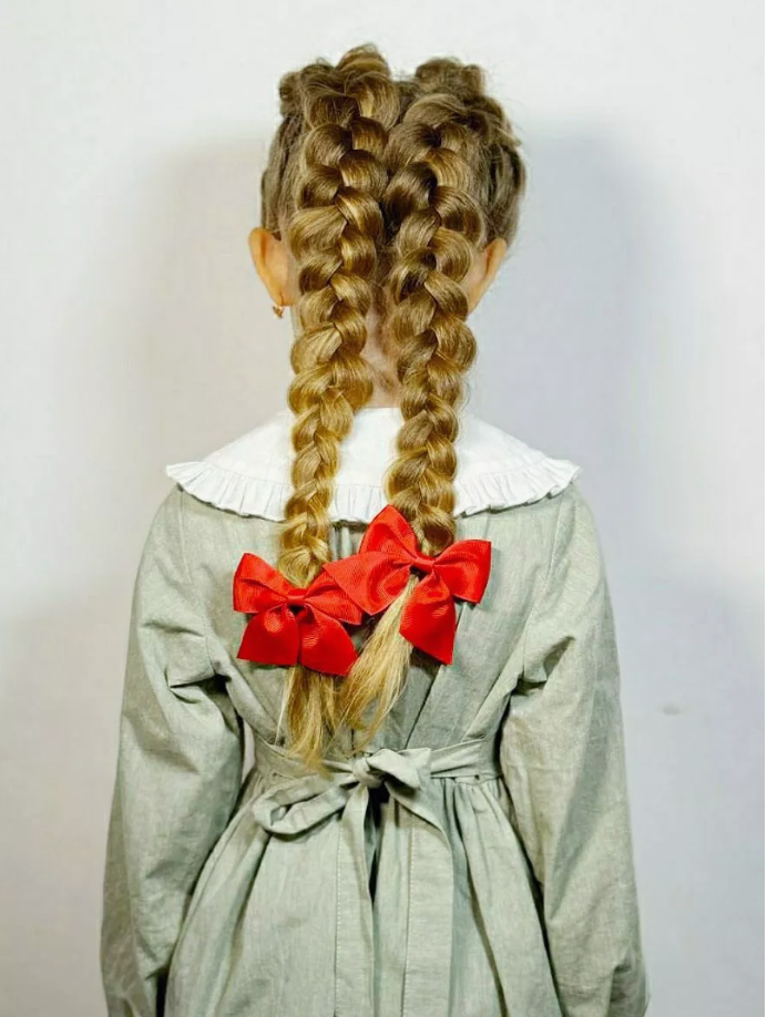 2'Li Kırmızı Klipsli Kurdele Çocuk Tokası, Klipsli Çocuk Tokaları, Okul Tokaları