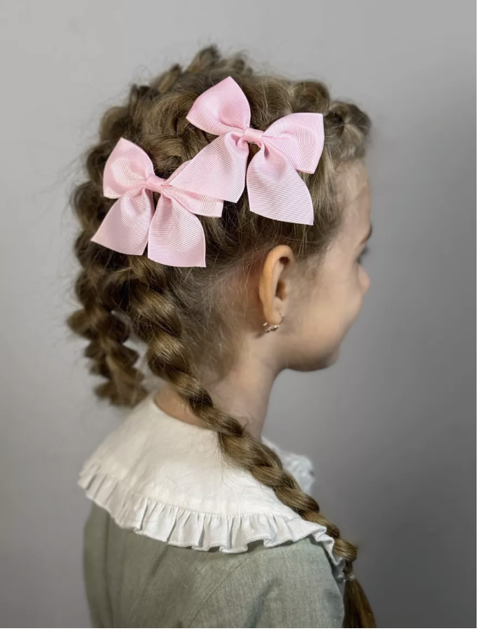 2'Li Pembe Klipsli Kurdele Çocuk Tokası, Klipsli Çocuk Tokaları, Okul Tokaları