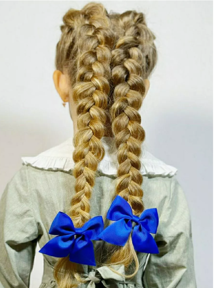 2'Li Saks Mavisi Klipsli Kurdele Çocuk Tokası, Klipsli Çocuk Tokaları, Okul Tokaları