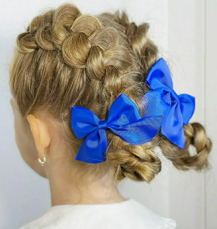 2'Li Saks Mavisi Klipsli Kurdele Çocuk Tokası, Klipsli Çocuk Tokaları, Okul Tokaları