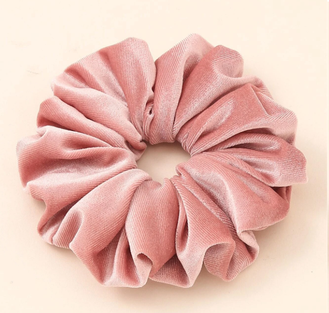 İpeksi Kadife Pembe El Yapımı Simit Toka - Orta Boy