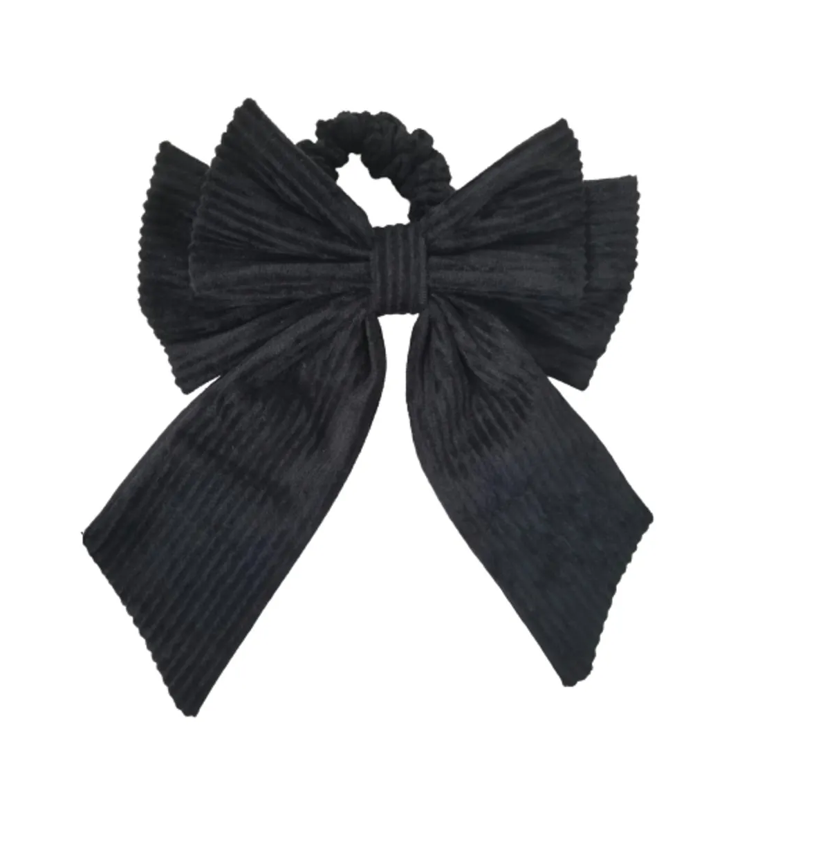 Kadife Siyah Büyük Boy Fiyonk Bağlama Toka, At Kuyruğu Tokası, Topuz Tokası