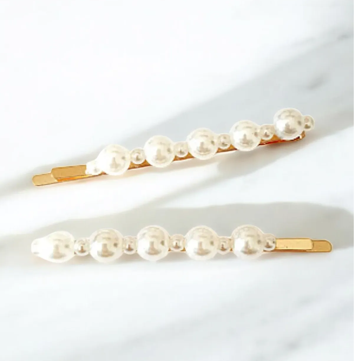 2 Adet İncili Kadın Tel Toka, Yan Tokalar, İncili Tokalar