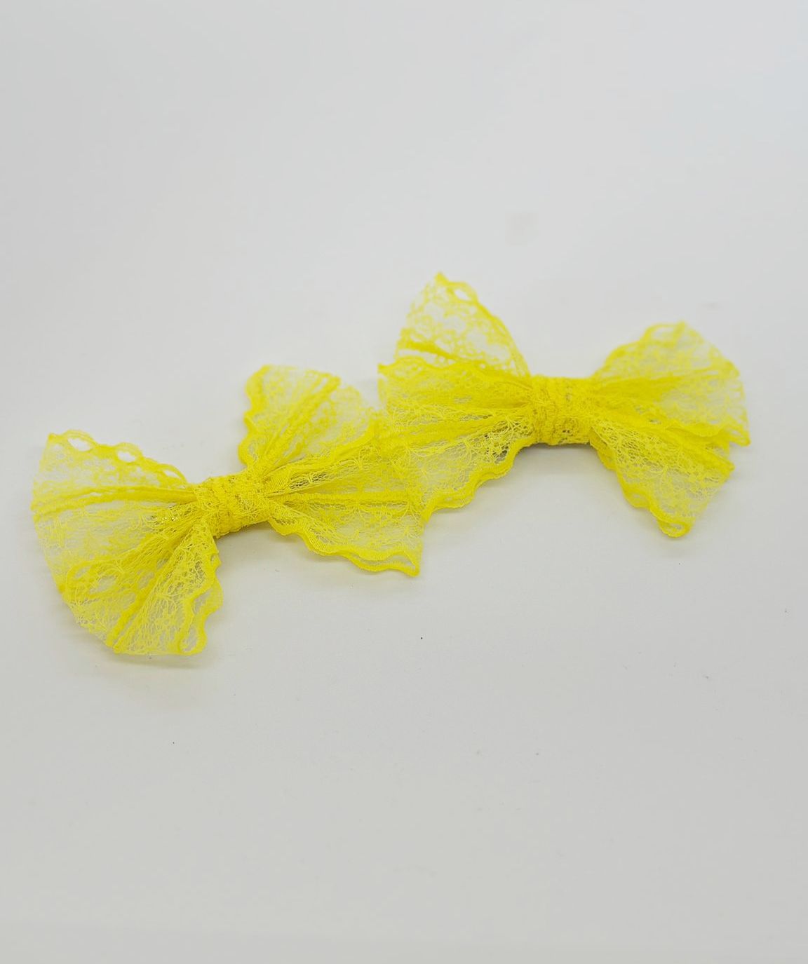 Sarı Timsah Klipsli Çocuk Fiyonk Toka, 2 Li Set, Dantel Serisi