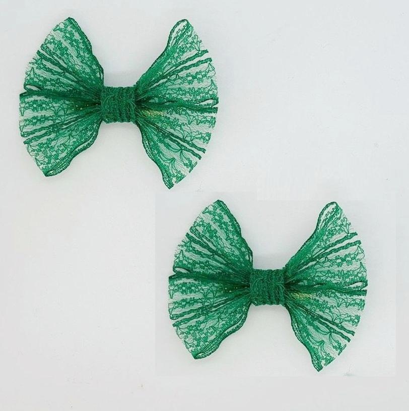 Zümrüt Timsah Klipsli Çocuk Fiyonk Toka, 2 Li Set, Dantel Serisi