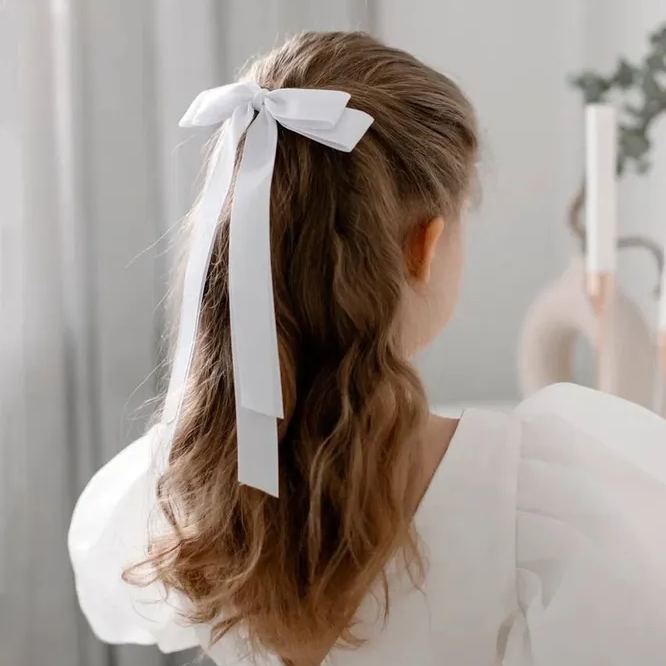 Handmade Beyaz  Kurdele Yetişkin ve Çocuk Klipsli Toka