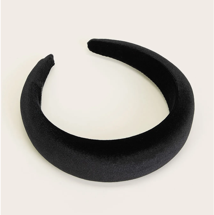 Siyah Kalın Bombeli Kadife Taç - 4 Cm