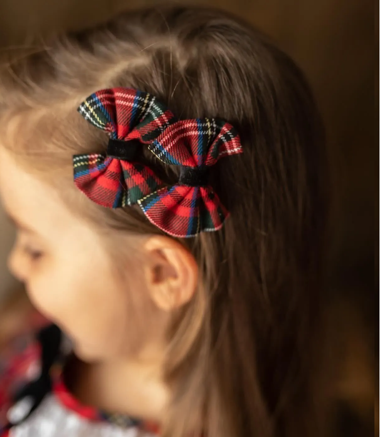 Kırmızı Ekose Klipsli Toka Seti - 2 Adet