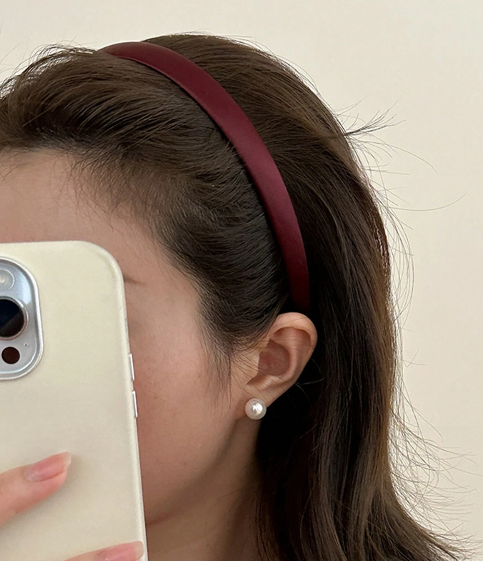 Bordo Saten İnce Esnek Taç, 1,5 Cm