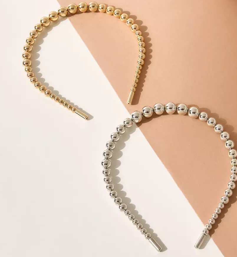 Gümüş ve Gold  Boncuklu 2'Li Taç Seti