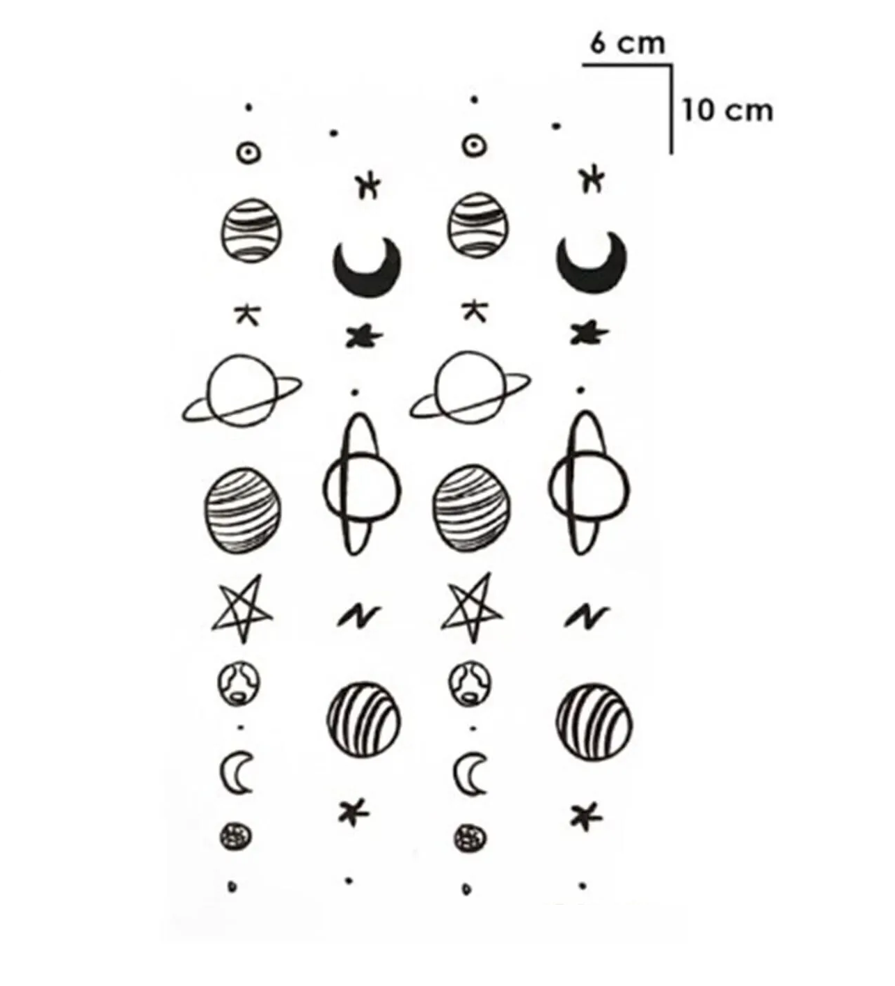 Ay Yıldız Gezegen Göğüs Altı Geçici Dövme Tattoo