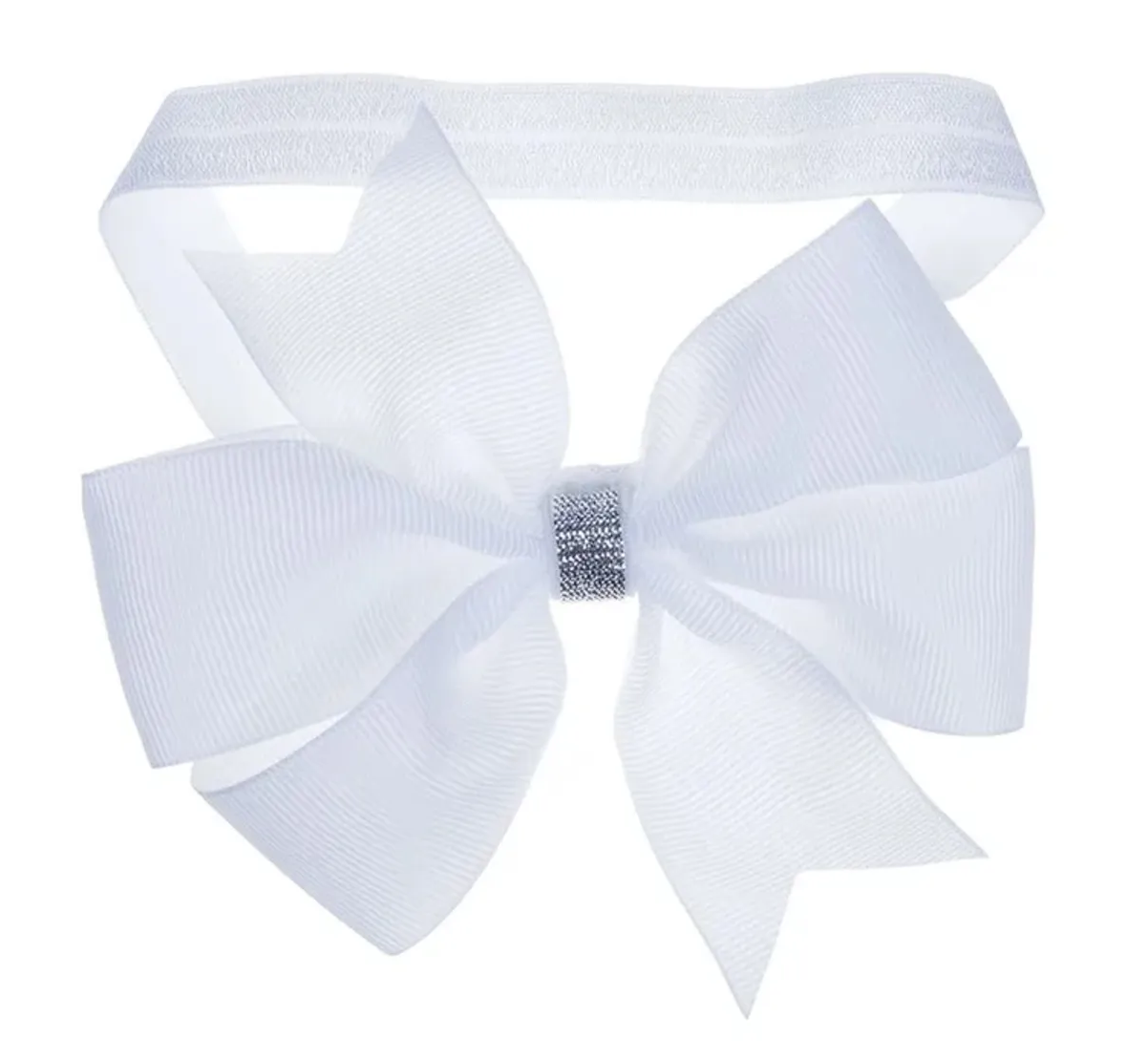 Beyaz Gümüş Detaylı Bebek ve Çocuk Bandana