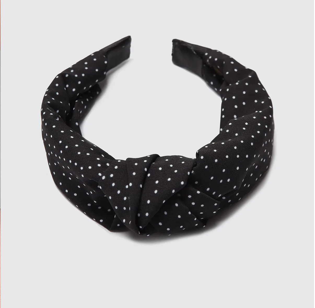 Siyah Puantiye Desenli Saten Düğümlü Taç