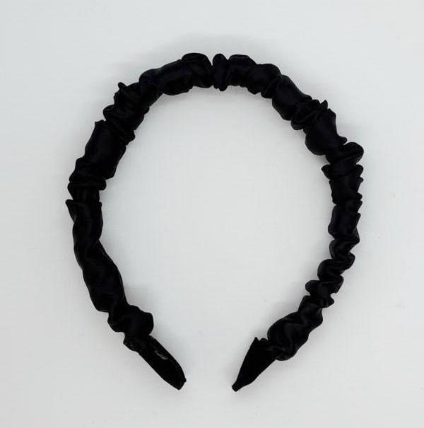 Siyah Retro Saten Büzgülü Kadın Taç, Saç Bandı, Saten Taçlar, Büzgülü Taçlar