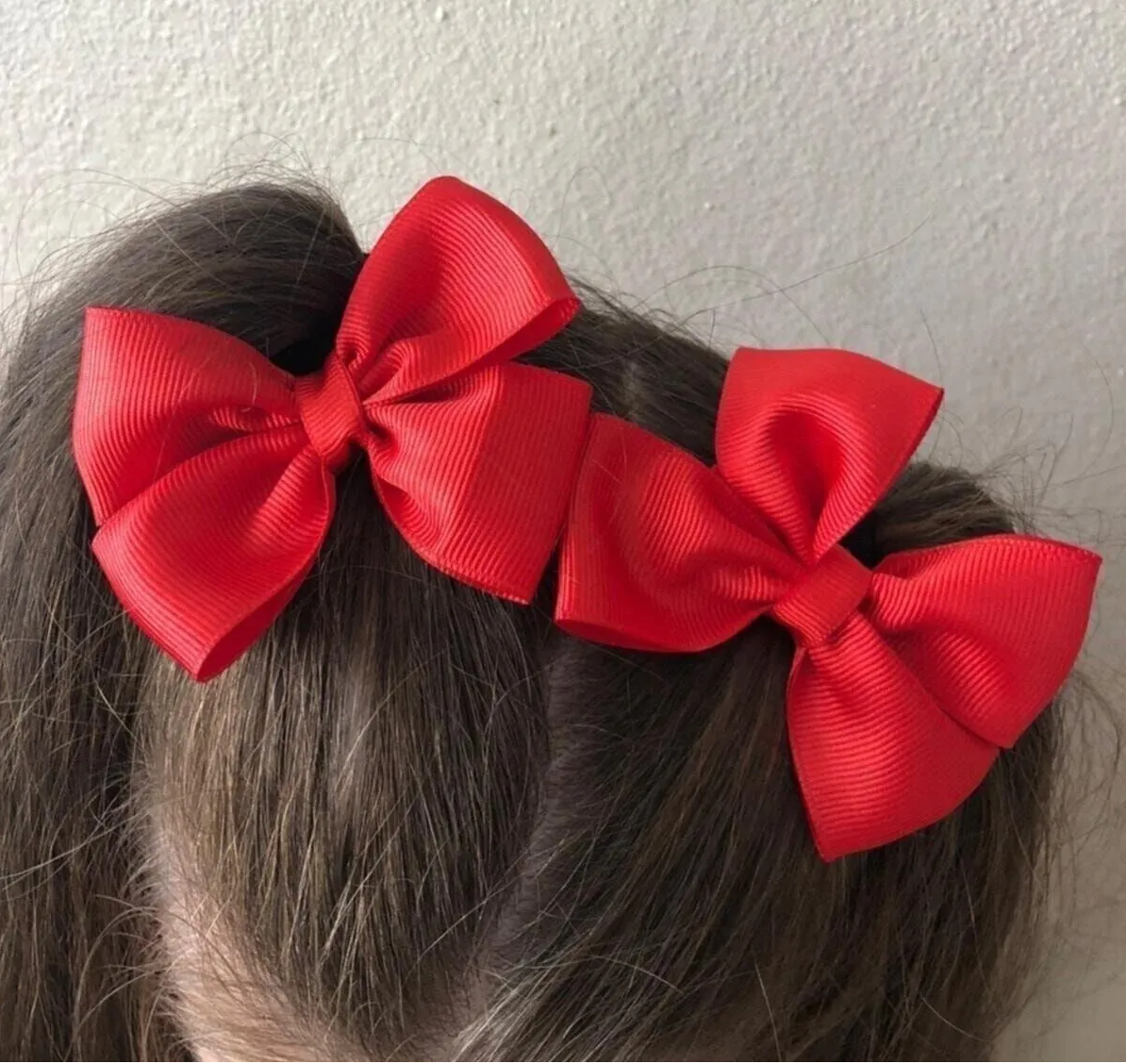2'li Set Kırmızı Kurdele Klipsli Çocuk Saç Tokası