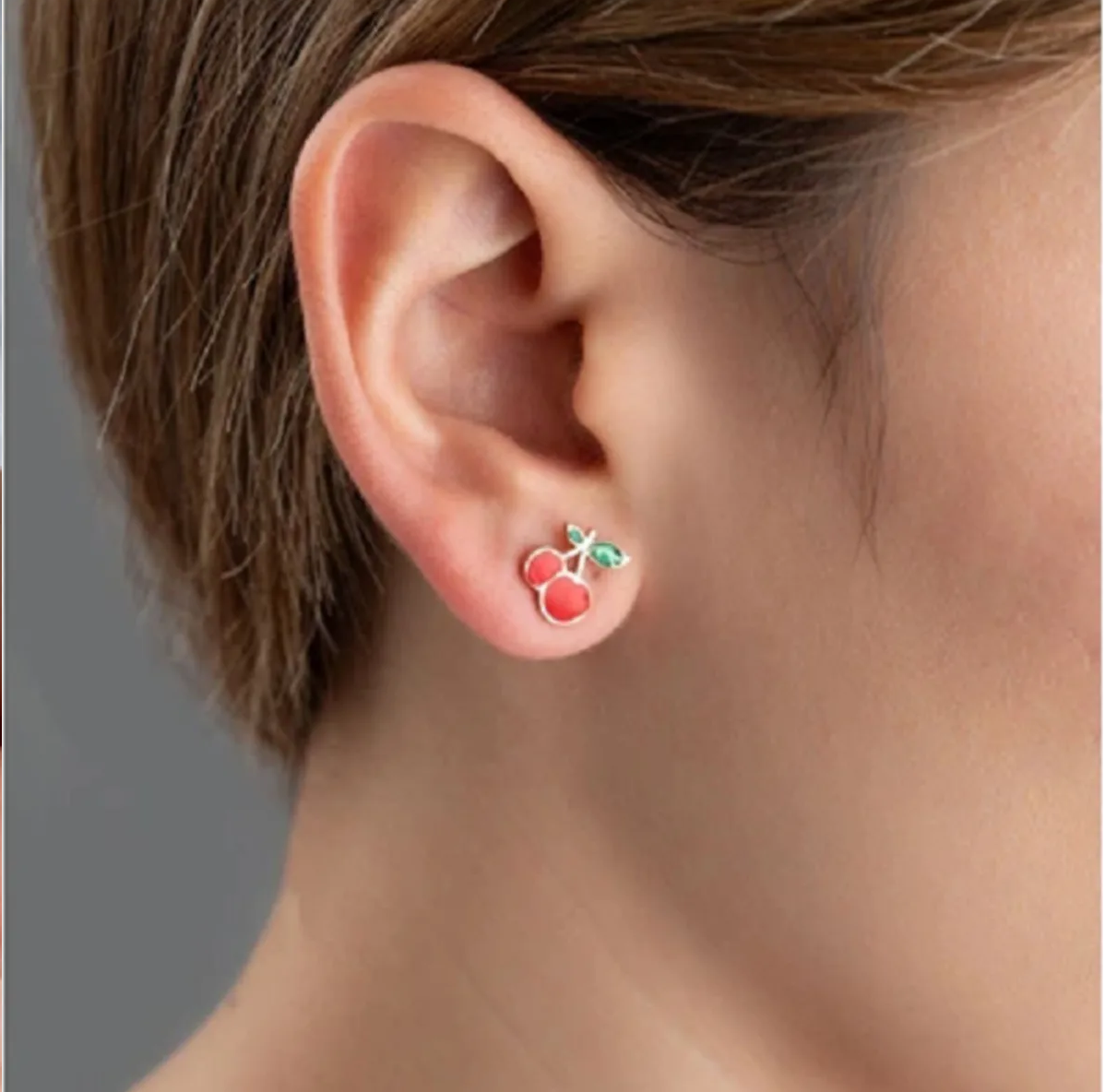 Kiraz Mineli Küpe, 1 Çift Kiraz Çocuk Ve Kadın Küpe