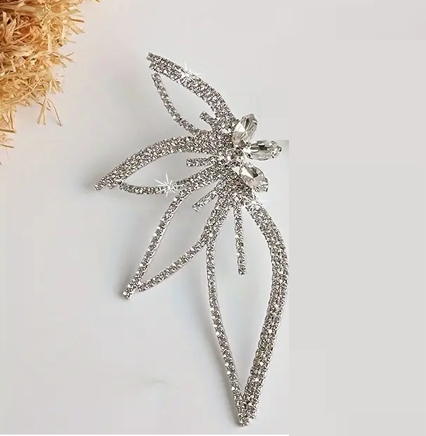 Zarif Gümüş Kaplama Full Taşlı Çiçek Küpe, Paslanmaz Çelik Kulak İğnesi, 1 Adet