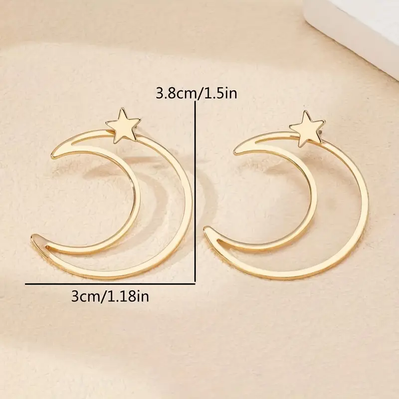 Ay ve Yıldız Uzun Gold Küpe