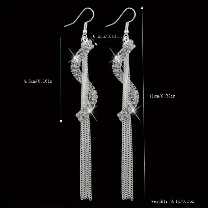 Dangle Küpe Taşlı Püskül S Şekilli Tasarım Zarif Küpe